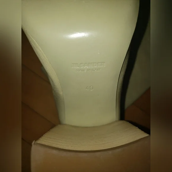 Jil Sander Cream 100% lambskin leather thigh high round toe block heel boots 10 - Picture 15 of 16